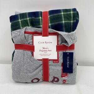 $60 Club Room Mens 2-Piece Pajama Set Hoppy Holidays Fleece Long Sleeve Size XXL
